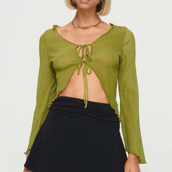 Princess Polly Undone Long Sleeve Top Green - Picture 2 of 8